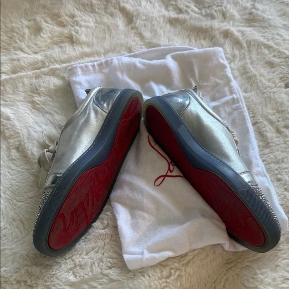 Christian Louboutin Silver Glitter Sneakers - Picture 3 of 6
